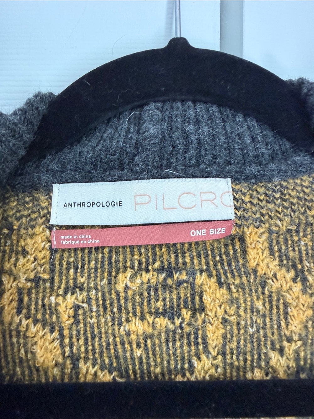Pilcro Rosetta Charcoal and Mustard Floral Open-Front Cardigan - Picture 2 of 4